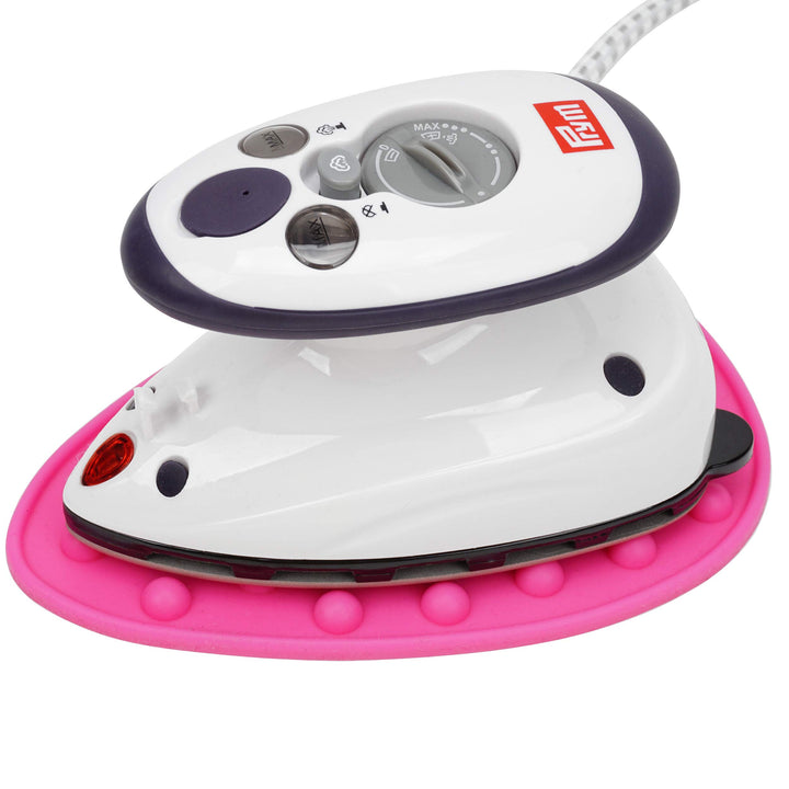 Prym Mini Dampf Bügeleisen Mit SEMPLIX Silikon Ablage Im Set (Pinky), Kleines Leichtes Dampf Bügelei