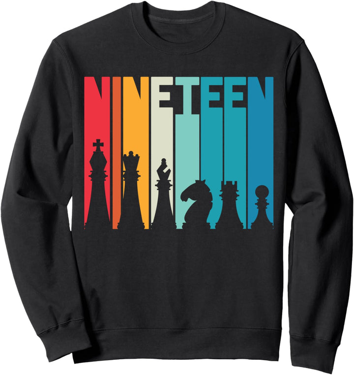 19. Geburtstag Geschenk Schach Spieler Retro Brettspiel Fan Sweatshirt