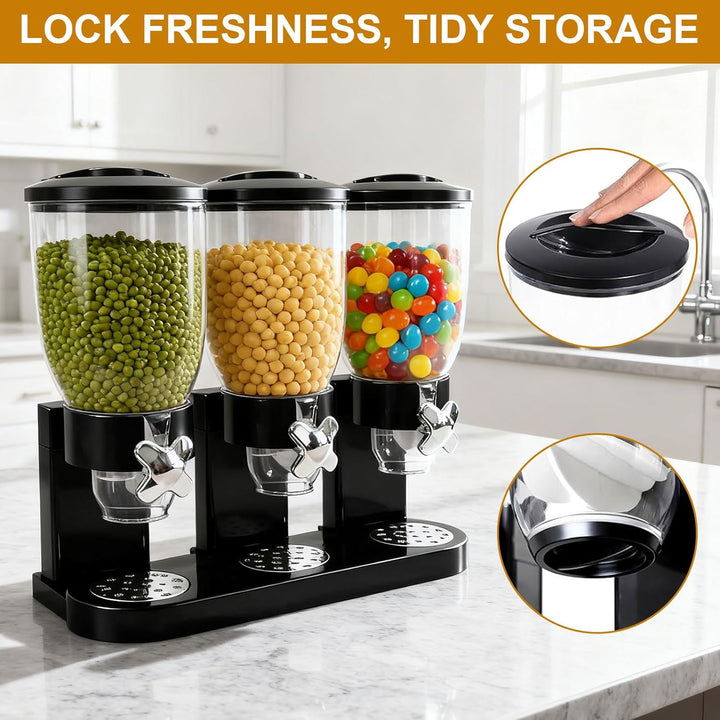 Cereal Dispenser 2L, Dreifacher Müsli Verteiler für die Arbeitsplatte, Müslispender 3er Set Luftdich