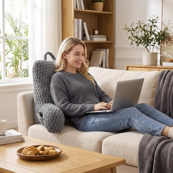 Lesekissen für Bett und Sofa, Rückenstützkissen mit Rückenlehne | Bequemes Sitzkissen mit Armlehnen,