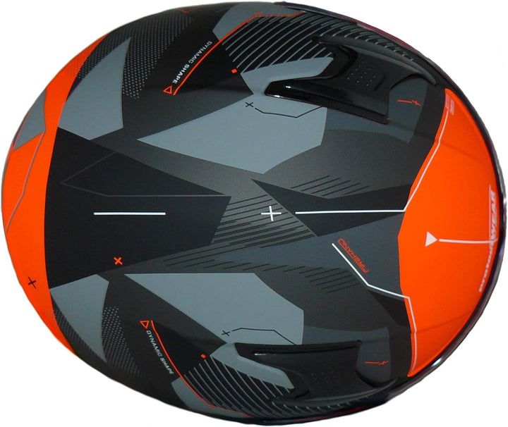 Motorradintegralhelm mit integrierter Sonnenblende und klappbarem Visier 917-OG XL orange grau, XL o