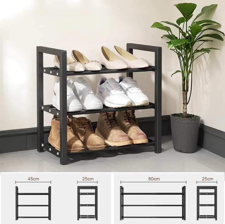 Erweiterbares Schuhregal, kleine Schuhaufbewahrung, schmale Schuhregale, Metall, schmales Schuhregal