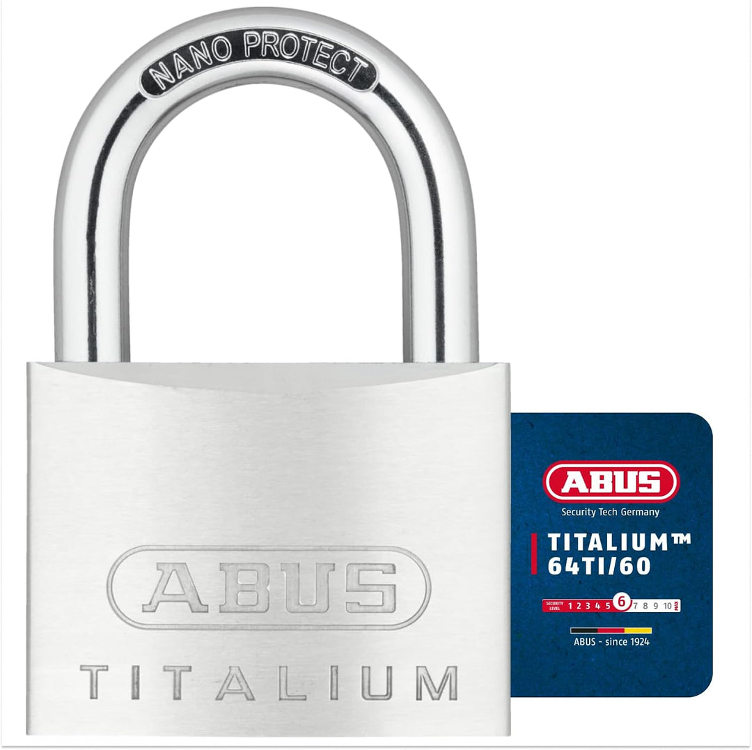 ABUS Vorhängeschloss Titalium 64TI/60 - Kellerschloss mit Schlosskörper aus Spezial-Aluminium - gehä