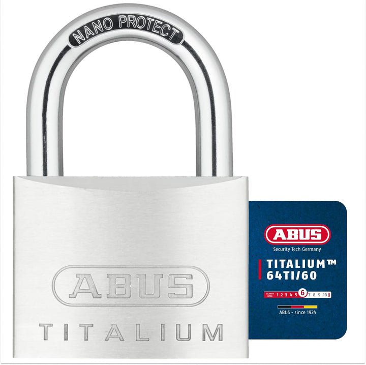 ABUS Vorhängeschloss Titalium 64TI/60 - Kellerschloss mit Schlosskörper aus Spezial-Aluminium - gehä