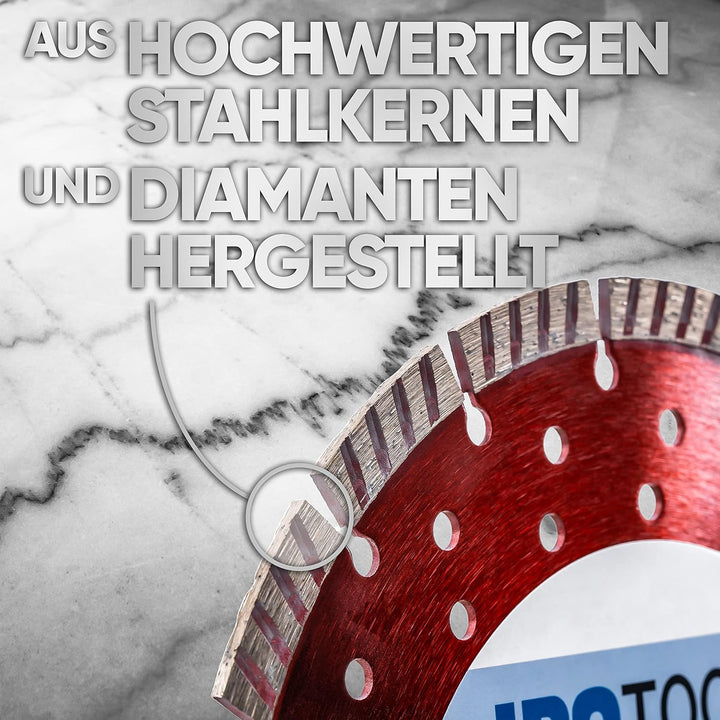 2x Diamanttrennscheibe 230 mm Diamantscheibe Turbo für Beton Stahlbeton Stein 10 mm Segment