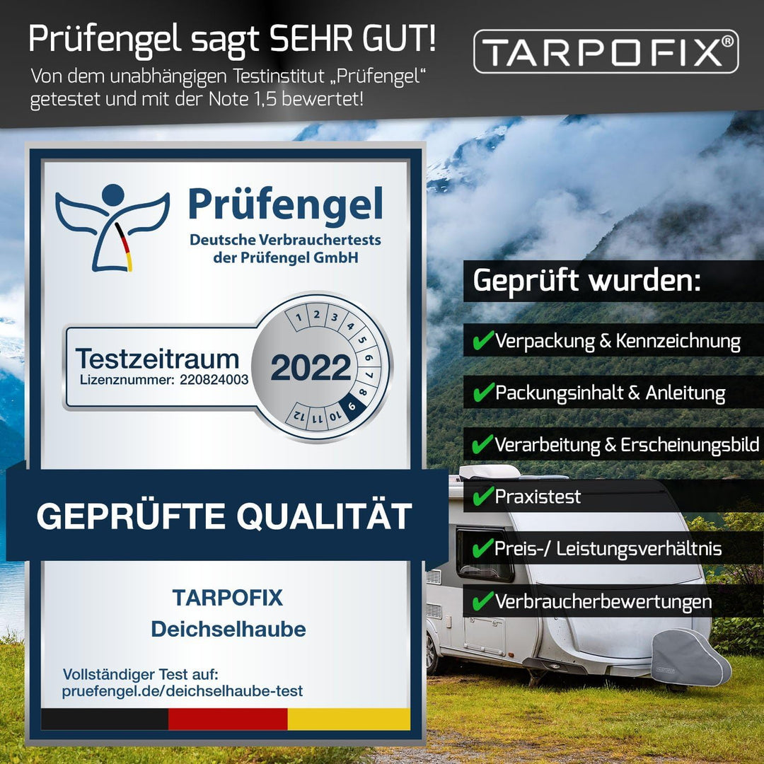 Tarpofix® Deichselabdeckung Wohnwagen | Deichselhaube Anhänger mit Doppel-Klickverschluss | Anhänger