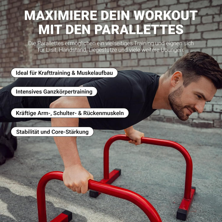 MSPORTS Low Fitness Parallettes Minibarren Professional LxBxH: 60x35x29 cm| Push-Up Bars Liegestützg
