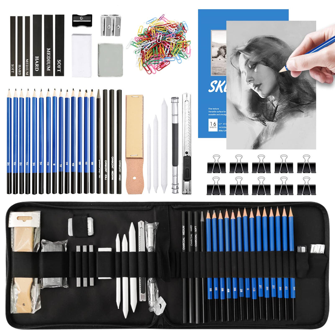 145 Stück Bleistifte Skizzierstifte Set, Zeichenstift-Set Skizzieren Zeichnen Zeichenset Profi Art S