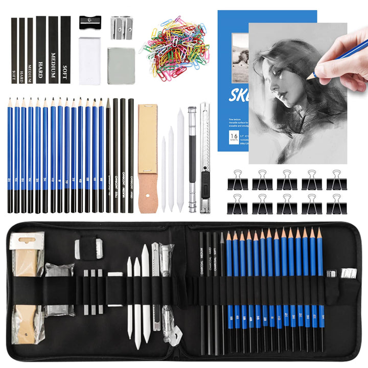 145 Stück Bleistifte Skizzierstifte Set, Zeichenstift-Set Skizzieren Zeichnen Zeichenset Profi Art S