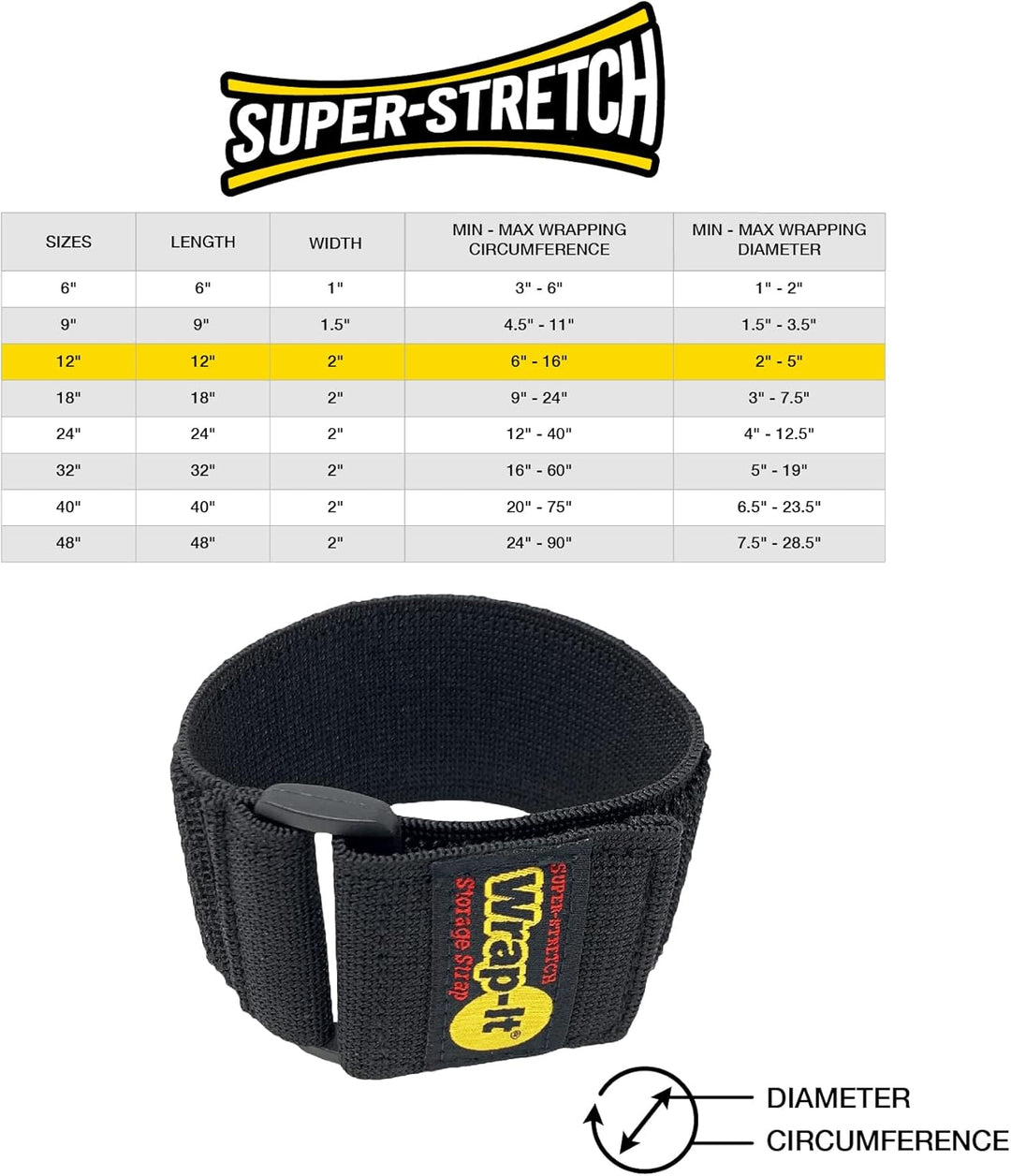 Super-Stretch Wrap-It Storage Straps – (8) 30,5 cm orange – elastische Klettverschlüsse – Verlängeru
