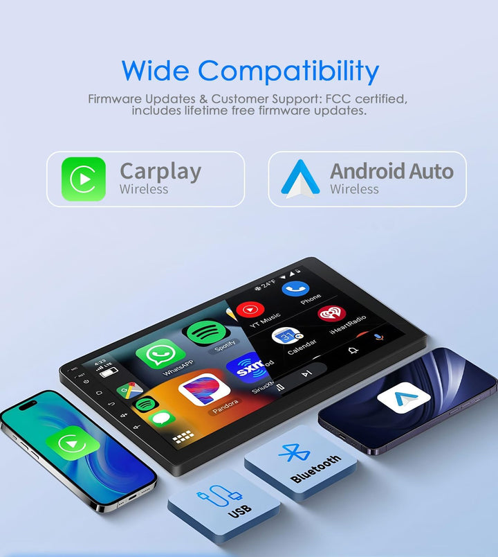 Wireless Carplay & Android Auto Adapter, bodrrcod Metalldesign Mini & Stabiler 2-in-1 Convert Wired