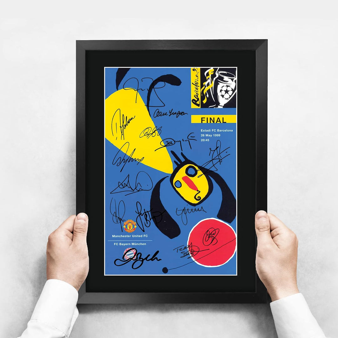 HWC Trading A3 FR 1999 Champions League Final Program Poster Das Team Signed Geschenk GESTALTET A3 P