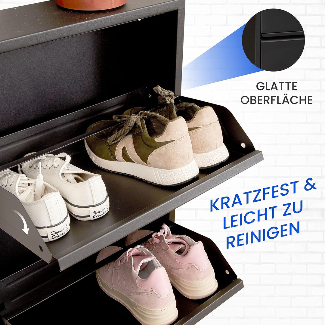 VEEHAUS Schuhregal Hoch Schuhkipper mit Magnetische Abdeckung Metall Montiert Schuhschrank Schmal un