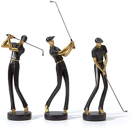 Amoy-Art Golfer Figuren Statue Modern Dekor Skulptur Wohnzimmer Kunst Golfspieler Arts Polyresin Wei