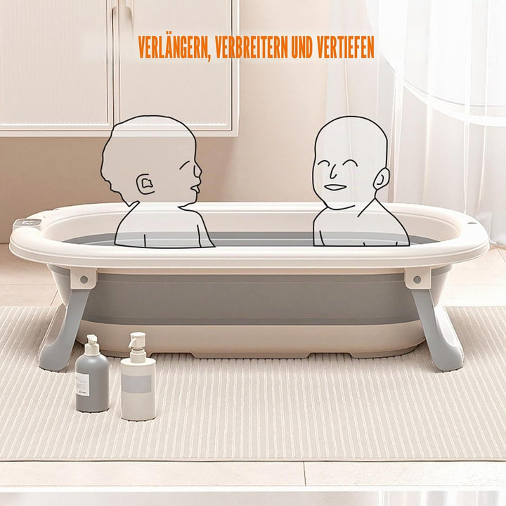 Faltbare Baby Badewanne mit Rutschfestem Kissen – Babywanne Ergonomisch, Tragbare Badewanne für Neug