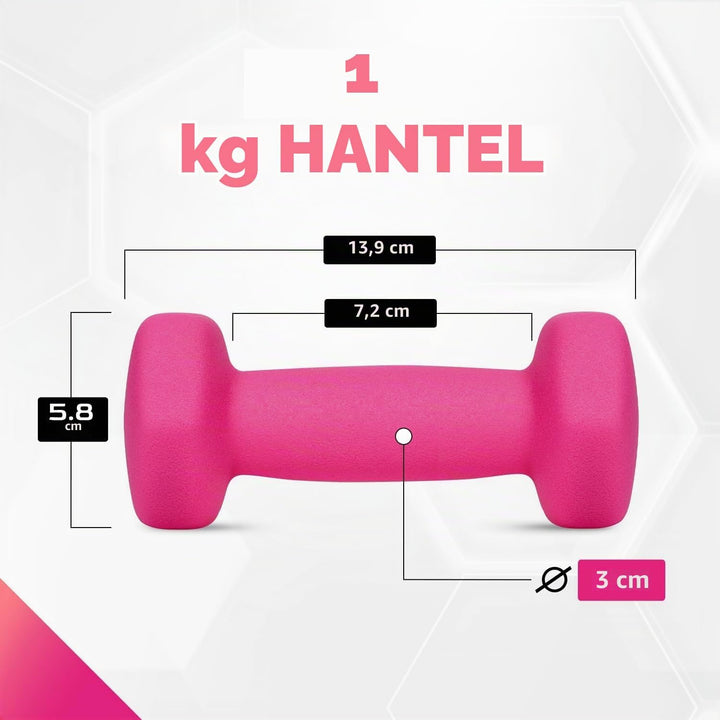 Yes4All Neopren Hanteln Set Gewichte, 2er-Sets, 1kg, 1.5kg, 2kg, 3kg, 4kg, 5kg, Dumbbells Set für Kr