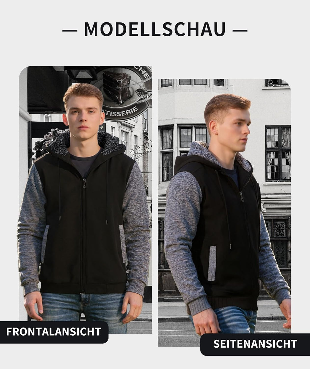 SwissWell Herren Fleecejacke Full Zip Kapuzenjacke Winter Sweatjacke mit Kapuze Gefütterte Hoodie Mä
