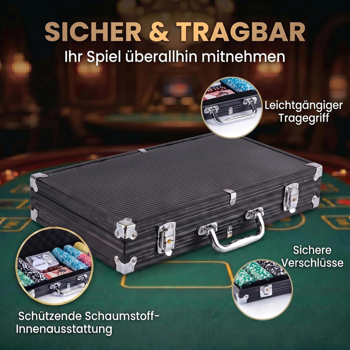 Profi Pokerkoffer Pokerset inkl. 300-500 Chips hochwertigen Pokerchips; Pokerdeck, Kartendeck, Poker