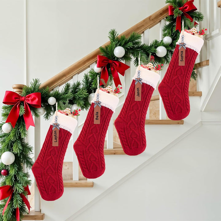 Weihnachtsstrümpfe, Kamin, Weihnachtsbaumschmuck, Ornamente für Urlaub, Familie, Freunde (weiss-rot,