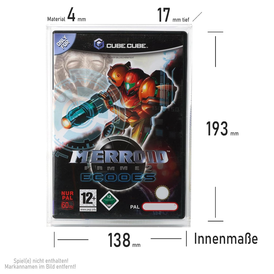 RetroRetter 3x Acryl Case für GameCube Spiel OVP - GC Game UV Schutz Hülle Protector Schutzhülle, 3
