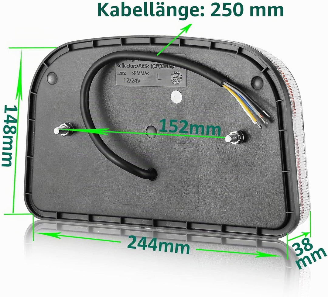 DARKGUARD Rückleuchten Satz für Anhänger Led 12/24V,7Funktion 2pcs Rücklicht Anhänger Set,mit E Prüf