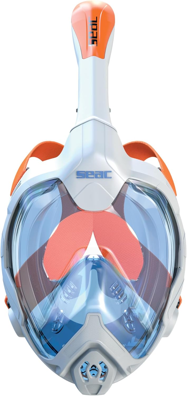 Seac Magica, Maschera Snorkeling Full Face Integrale Anti Appannamento Con Morbido Facciale weiss/or