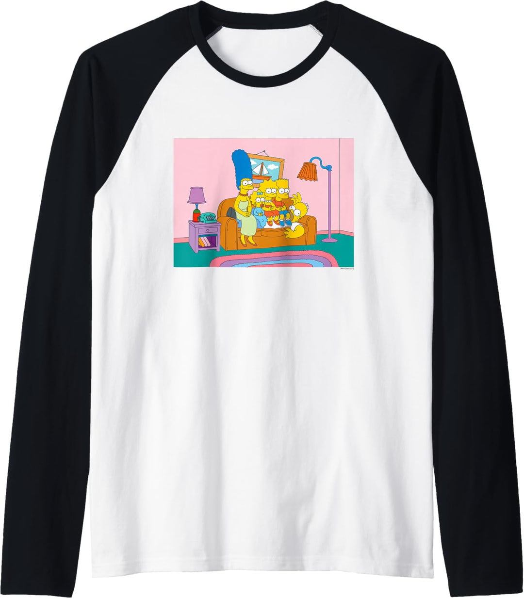 The Simpsons Marge Bart Lisa Maggie Sit on Homer Raglan