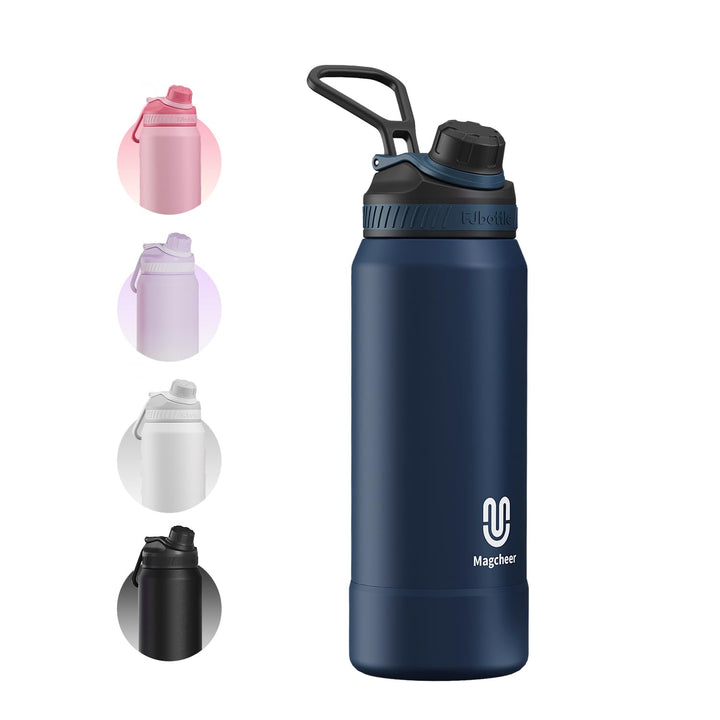 magcheer Isolierte Edelstahl Trinkflasche 1L mit Griff | BPA-Frei &amp; Auslaufsichere Isolierte Thermos