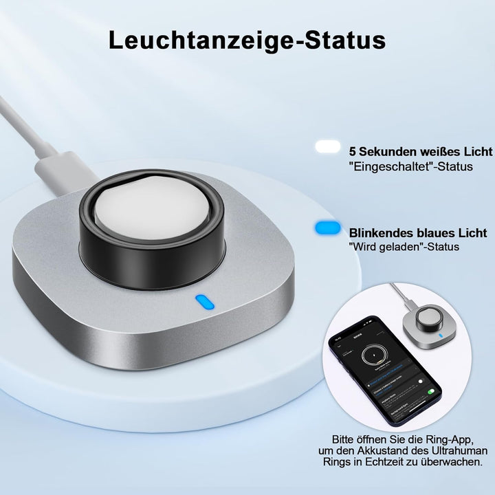 ZOOROO Ladegerät kompatibel mit Ultrahuman Ring Air, Schnelllade-Dock mit USB C Kabel Tragbares Ersa