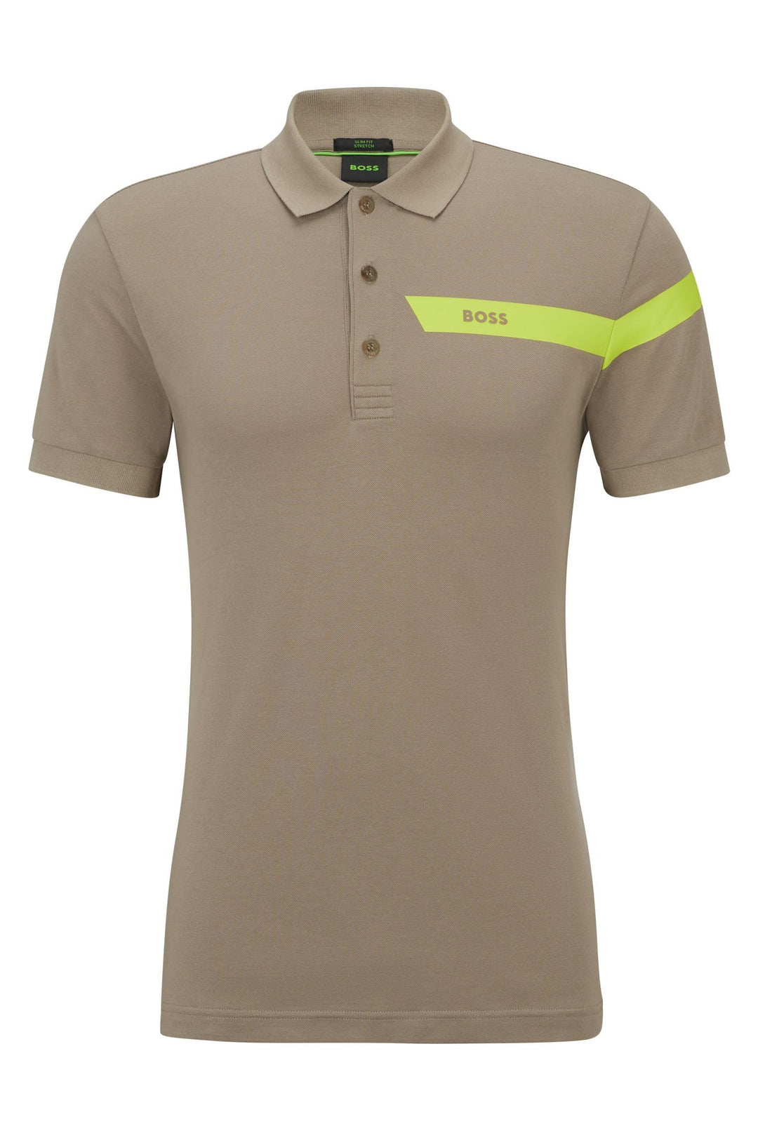 BOSS Herren Paule Slim-Fit Poloshirt mit Streifen und Logo S Hellgrün, S Hellgrün