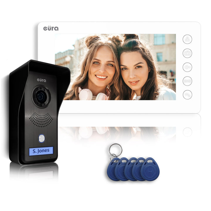 Eura VDP-76A3 Alpha Video-Türsprechanlage Gegensprechanlage 4 Draht, 7-Zoll-Farbmonitor, RFID, Bilds