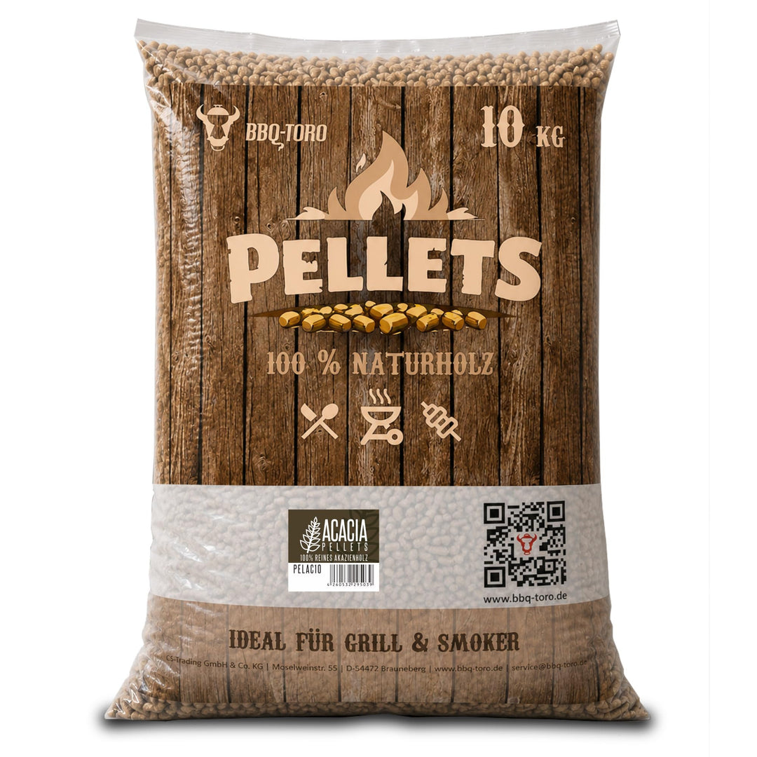 BBQ-Toro Acacia Pellets aus 100% Akazienholz | 10 kg | Akazienpellets für Grill, Smoker, Pellet-Pizz