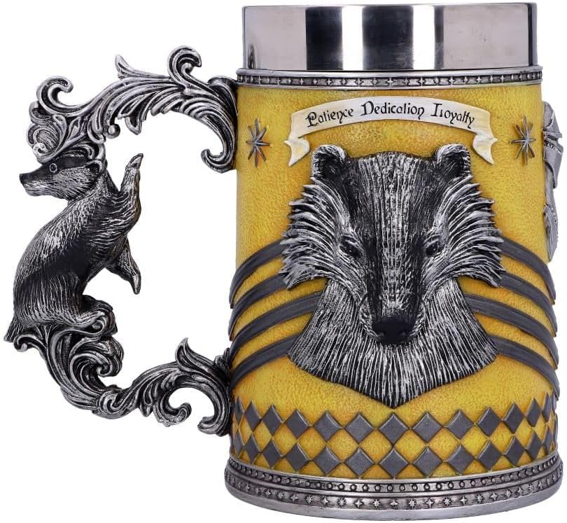 Nemesis Now House Collectable Tankard Harry Potter Hufflepuff Hogwarts-Haus Sammelkrug, Gelb, Silber