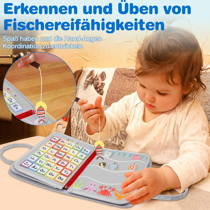 JHkim Montessori Busy Board Deutsch, Baby Spielzeug ab 1 2 3 4 Jahre, Kleinkinder Activity Board, Ge