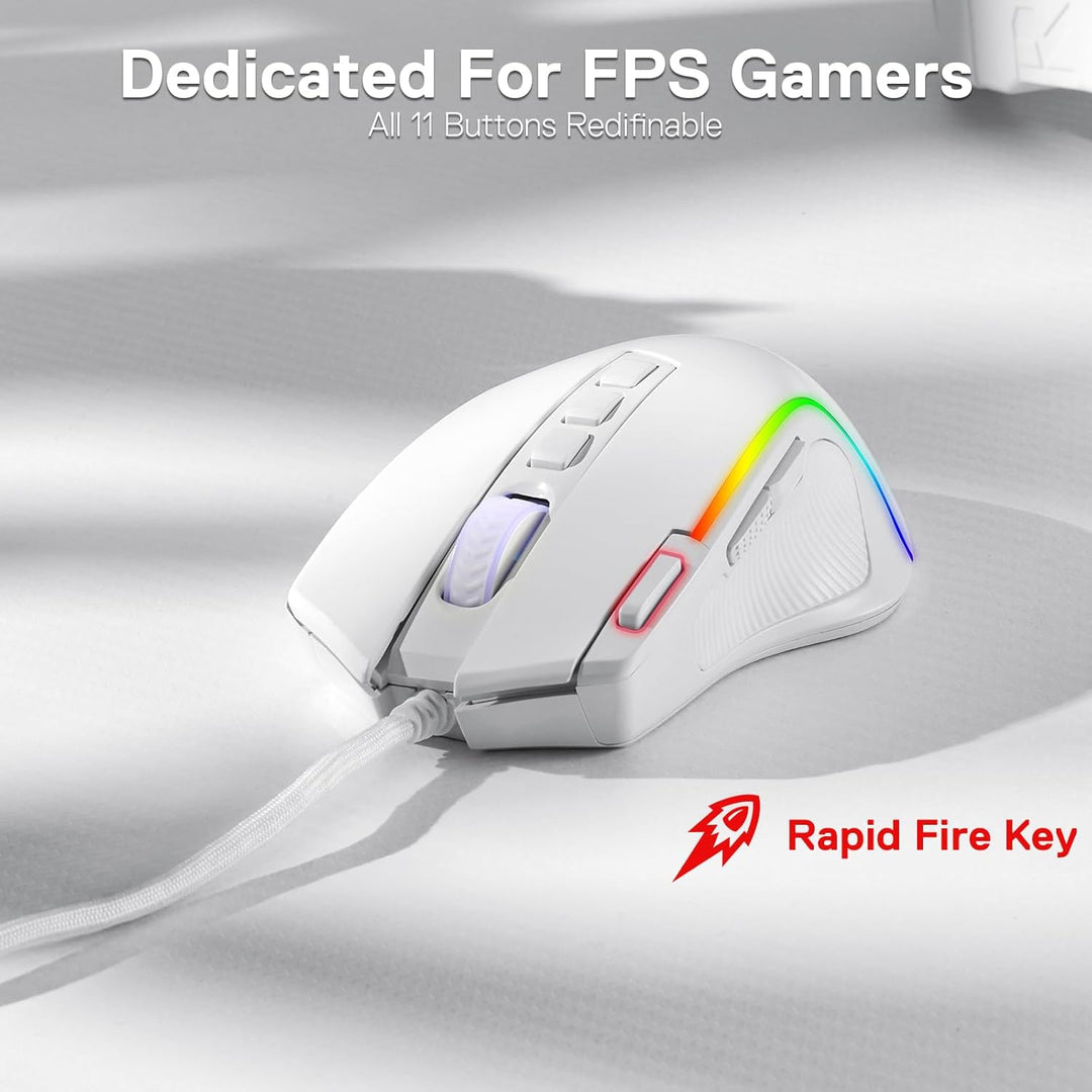 Redragon M612 RGB-Gaming-Maus, 8000 DPI kabelgebundene optische Gamer-Maus mit 11 programmierbaren T