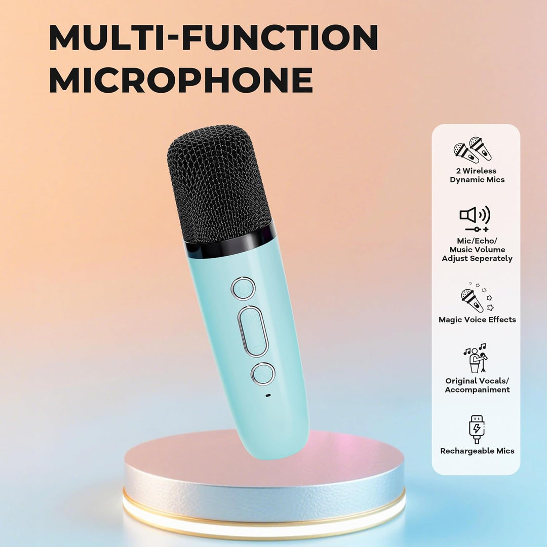 Karaoke Maschine Kinder Mini Karaoke Maschine mit 1 Mikrofon Bluetooth-Lautsprecher mit LED-Lichtern