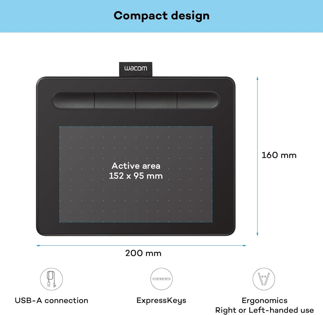 Wacom Intuos Small Zeichentablett - Tablet zum Zeichnen &amp; zur Fotobearbeitung mit druckempfindlichem