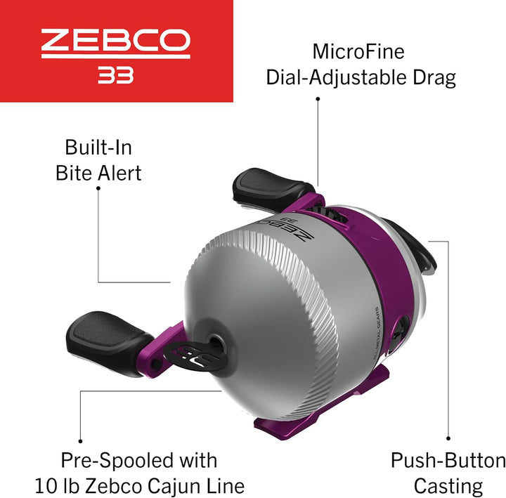 Zebco 33 Micro Spincast Angelrolle, Grösse 10 Rolle, wechselbare Rechts- oder Linkshänder-Apportieru