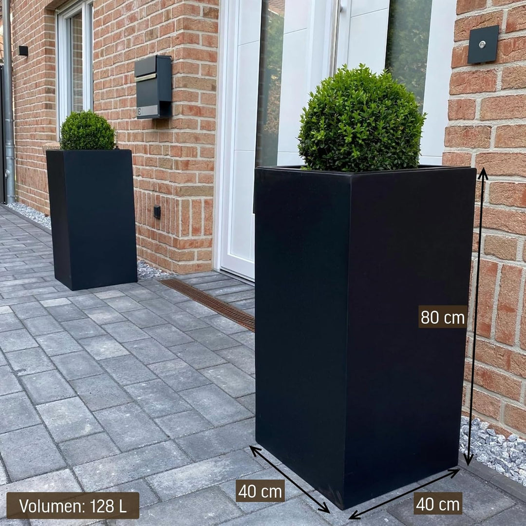 VIVANNO Pflanzkübel Blumenkübel Übertopf Säule Fiberglas Anthrazit Block 80x40x40, 80x40x40 cm Anthr