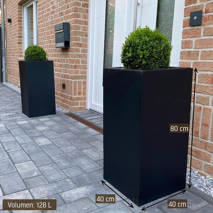 VIVANNO Pflanzkübel Blumenkübel Übertopf Säule Fiberglas Anthrazit Block 80x40x40, 80x40x40 cm Anthr