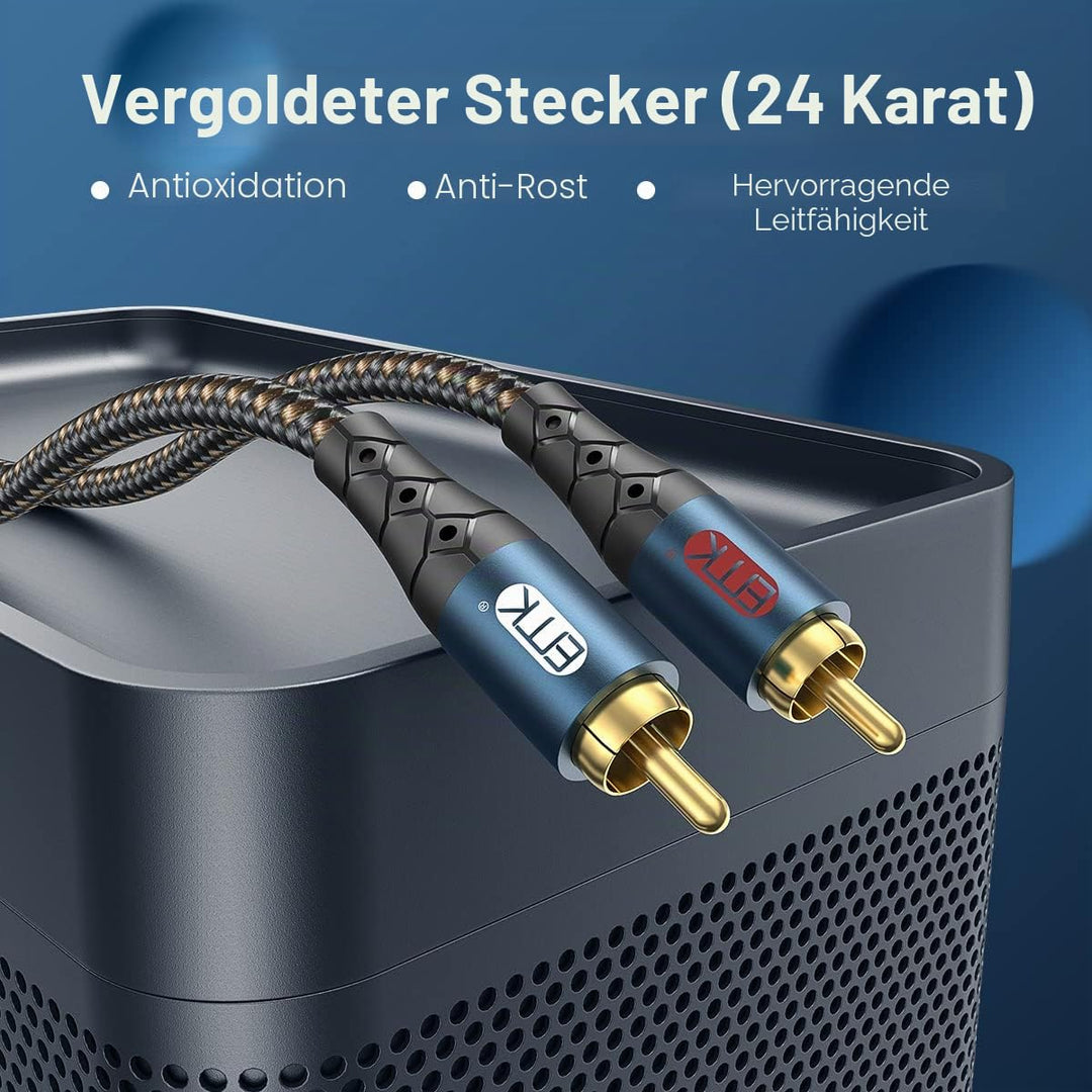 EMK 2Cinch Kabel Subwooferkabel Cinch Kabel RCA Verlängerungskabel 2x2 RCA(R&L) Stecker Aluminium Ge