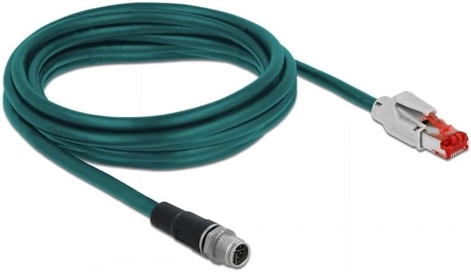 Delock Netzwerkkabel M12 8 Pin X-kodiert zu RJ45 Stecker PVC 3 m