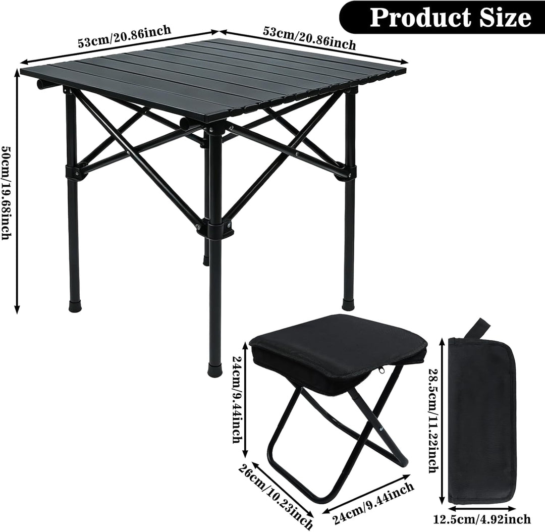 Campingtisch Klapptisch, Campingtisch Faltbar mit 2 Klappstühle | Campingtisch Klappbar mit Tragetas