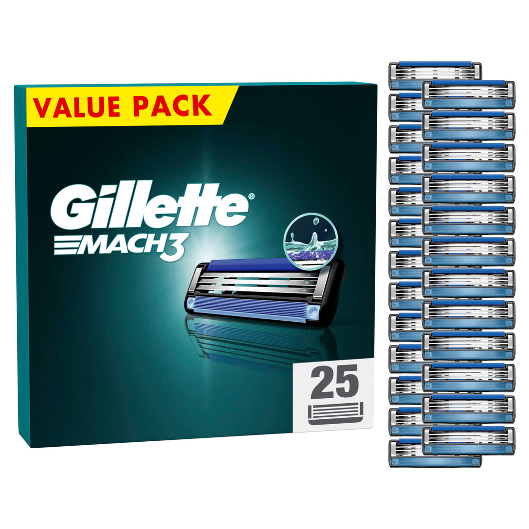 Gillette Mach3 Rasierklingen, 25 Ersatzklingen für Nassrasierer Herren mit 3-fach Klinge 25 Stück (1