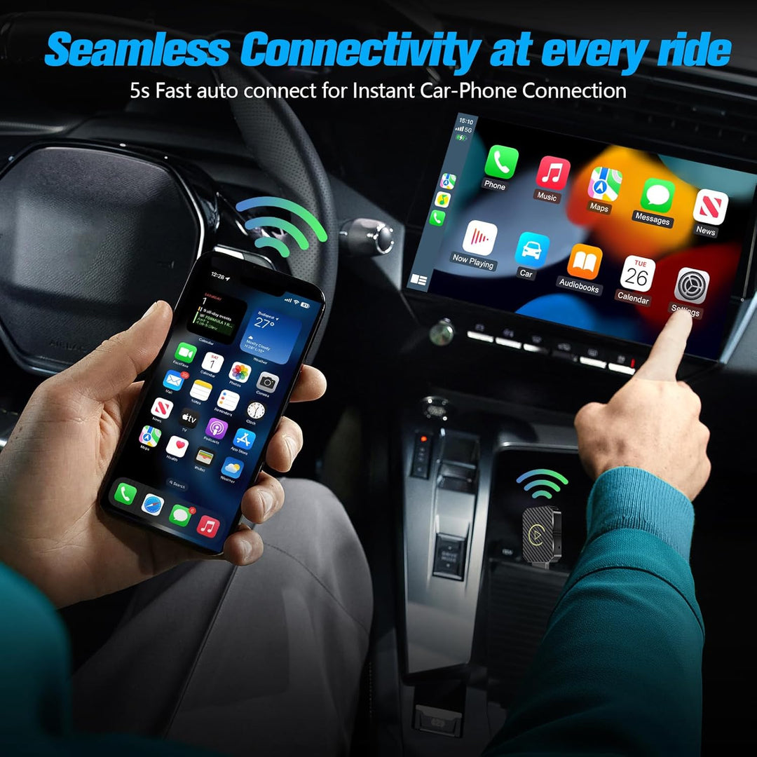 Wireless Carplay Adapter, 2025 Upgrade Wireless Android Auto Adapter,2 in 1 Kabelloses Carplay Auto