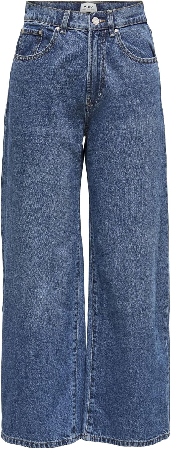 ONLY Female Jeans mit weitem Bein ONLHOPE Hohe Taille Weiter Beinschnitt Jeans 25W / 30L Medium Blue