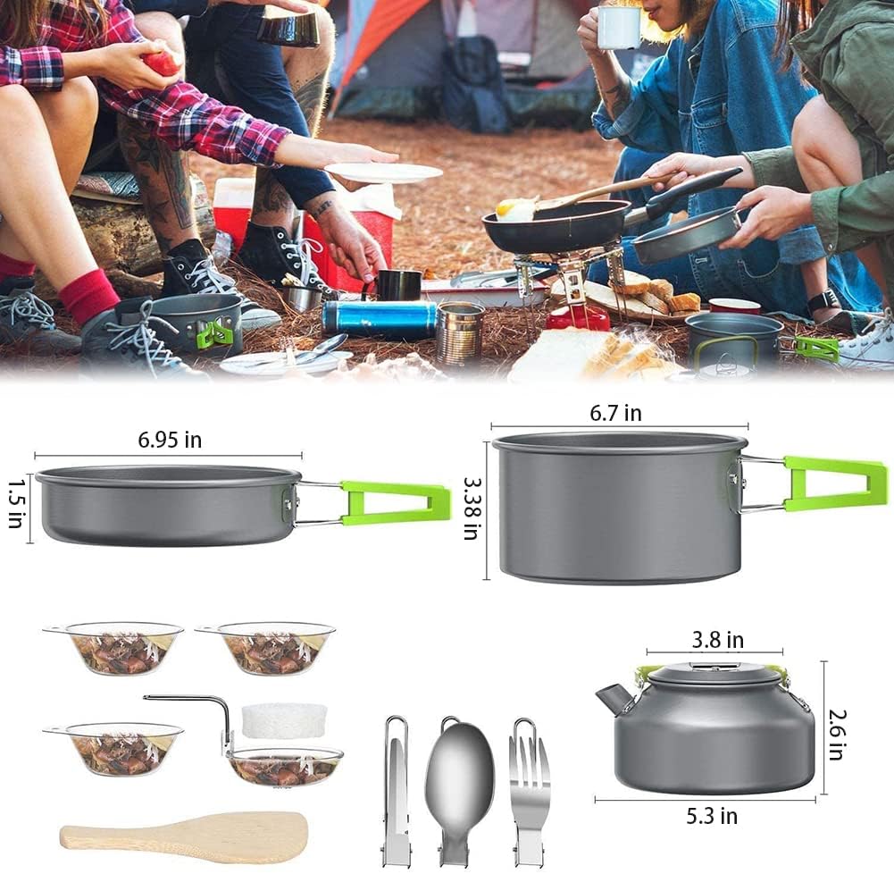 aiGear Camping Kochgeschirr Set/Outdoor Geschirr Set | Camping Topf Kochtopf Tragbar Aluminium | mit