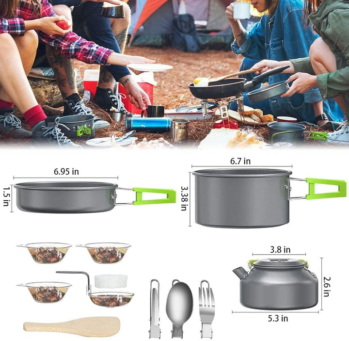 aiGear Camping Kochgeschirr Set/Outdoor Geschirr Set | Camping Topf Kochtopf Tragbar Aluminium | mit