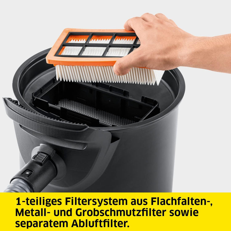 Kärcher AD 4 Premium Aschesauger und Trockensauger ideal für die Reinigung von Kaminen, Pelletöfen u