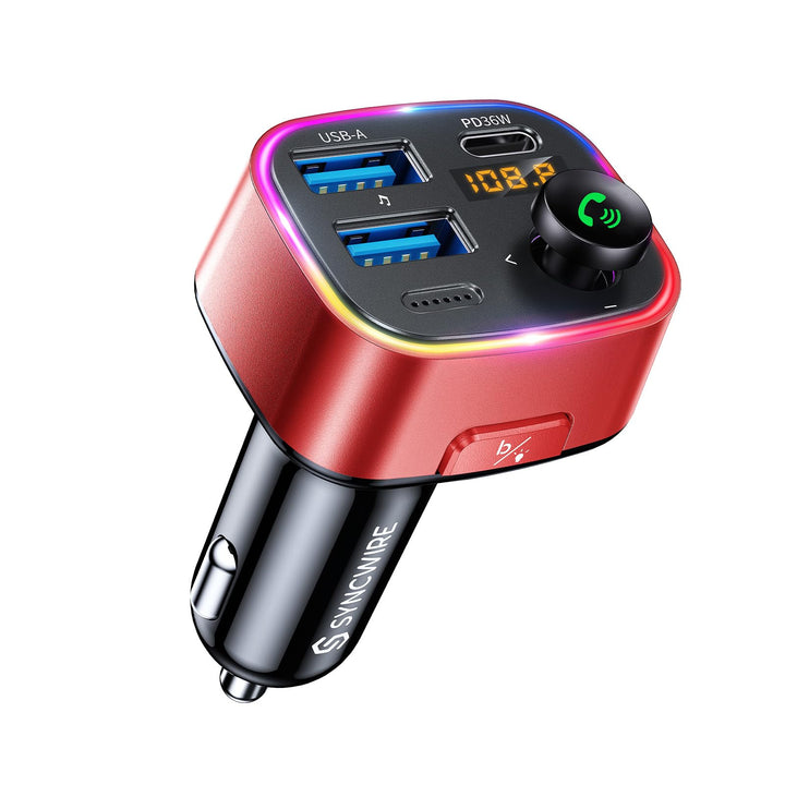 SYNCWIRE Bluetooth 5.3 FM-Transmitter-Autoladegerät 48W (PD 36W &12W) Dualer USB-Anschluss Ladegerät